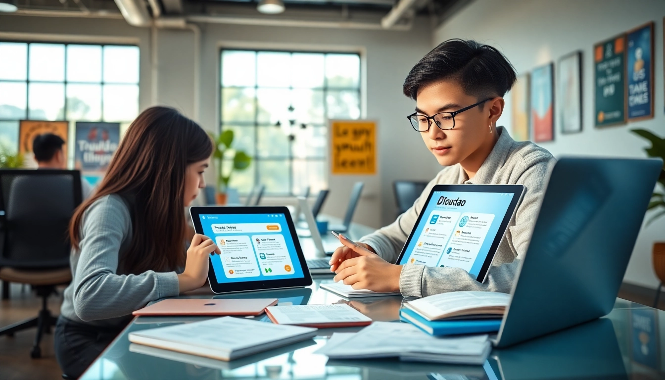 Youdao translation app displayed on modern tech devices in a vibrant, digital learning environment.