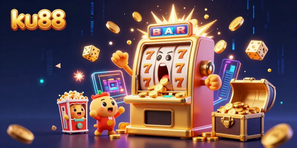 Experience thrilling jackpots with ku88's cartoon slot machines and vibrant casino elements.