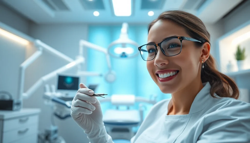 Dentist caring for a patient in a modern clinic, showcasing expertise and advanced dental practices.