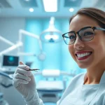 Dentist caring for a patient in a modern clinic, showcasing expertise and advanced dental practices.