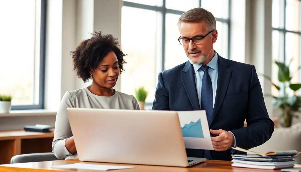 Engaging discussion on tax planning and wealth management between financial advisor and client.