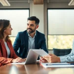 Engage with life insurance options in a professional discussion showcasing trust and guidance.