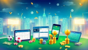 Explore the benefits of leading online sportsbooks India with vibrant visualization of sports betting.