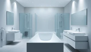 Sonni sanitär GmbH bietet hochwertige Badprodukte in einem modernen Badezimmerumfeld an.