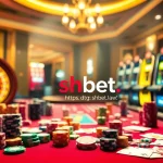 An exciting casino scene showcasing the thrill of betting at https://shbet.law/ with colorful poker chips and vibrant slot machines.