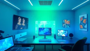 Nano Banana 2 showcasing AI-generated surreal images in a futuristic workspace