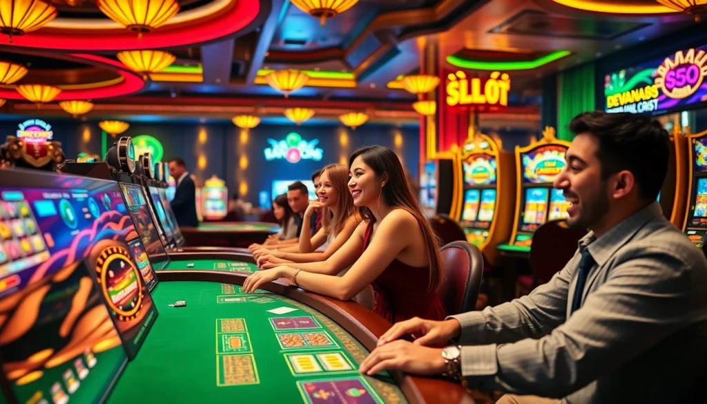 Rasakan keseruan slot DEWANAGA89 dengan visual kasino yang cerah dan berwarna-warni yang menonjolkan elemen permainan.