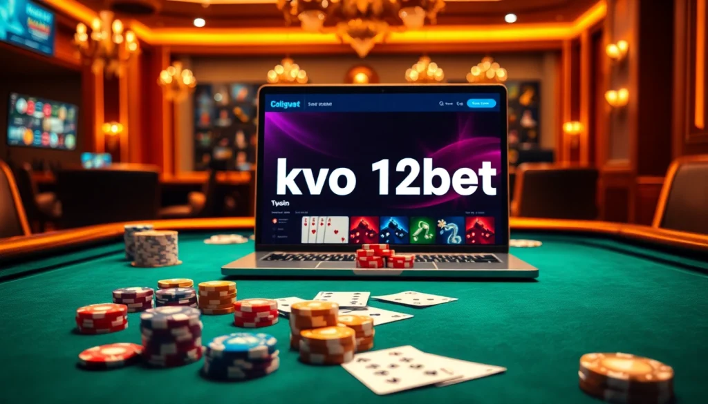 Experience the thrill of gambling with ink vao 12bet, featuring poker chips and an inviting casino interface.