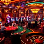 Exciting casino scene featuring vibrant slot machines and the w88 link on screens.