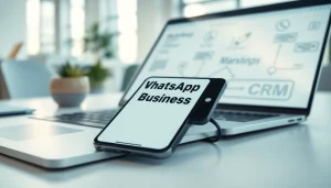 Showcase of WhatsApp Business CRM on a smartphone, enhancing professional communication in business.