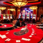 79KING players enjoying a thrilling game at a luxurious casino table, showcasing vibrant chips and betting slips.