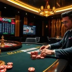 Engaging sbobet link alternatif login visuals featuring a high-stakes poker table with vibrant chips and cards.