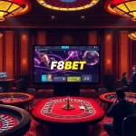 F8BET delivering a high-stakes gaming experience with vibrant casino elements.