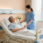 Multi-functional giường bệnh nhân in a cozy hospital setting, enhancing patient comfort.
