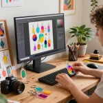 Customizing acryl schlüsselanhänger selbst gestalten in a bright creative workspace