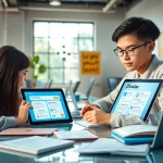 Youdao translation app displayed on modern tech devices in a vibrant, digital learning environment.