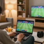 Engaging in kèo nhà cái betting while enjoying a lively sports game at home