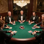 Players strategizing during an upscale poker game in a luxury setting at CM88.