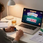 Experience fabet live dealer blackjack action with a cozy online gaming setup.