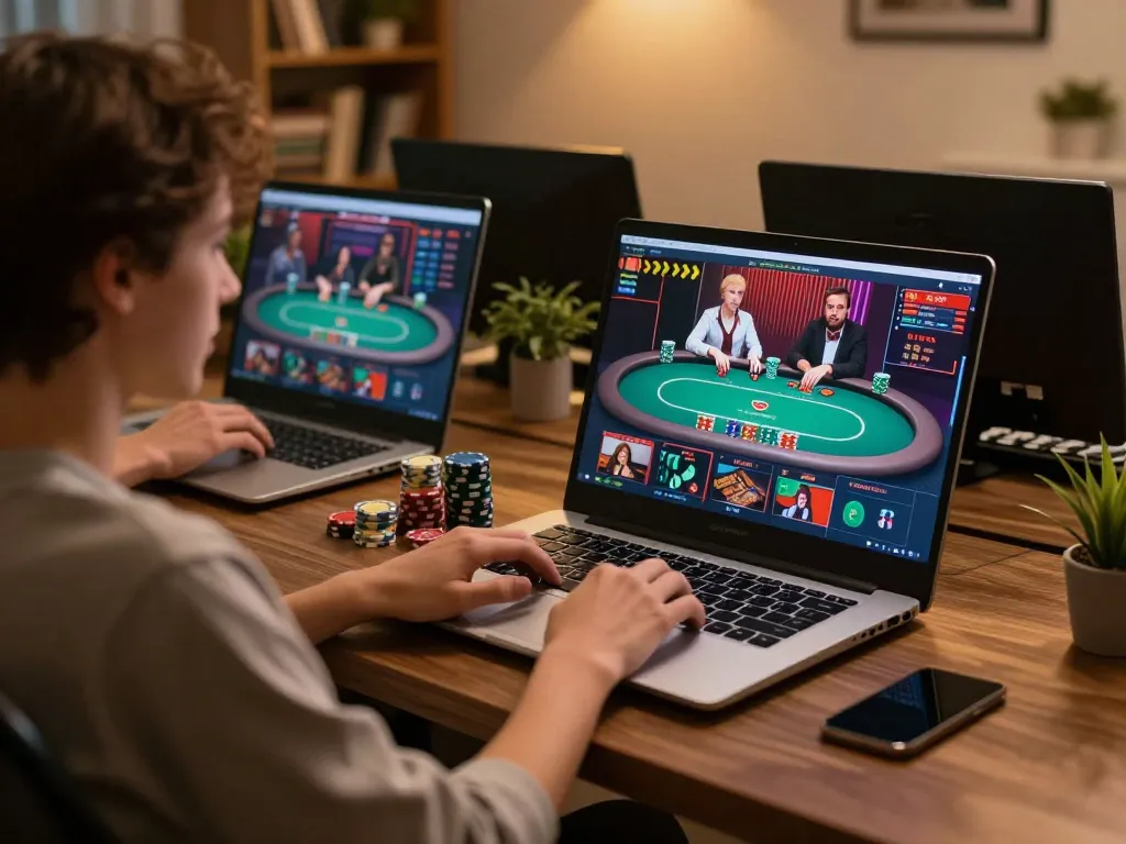 Player enjoying SC88 online casino gaming with live dealer, enhancing responsible gaming experience.