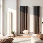 heizkörper kaufen – Moderne Heizkörper in eleganter Wohnumgebung präsentieren stilvolles Design.