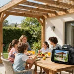 Entdecken Sie den Pergola Konfigurator 3D mit Familien, die ihren neuen Außenbereich genießen.