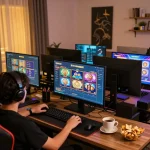 Engage in slot gacor situs luar negeri gameplay on a vibrant online gaming setup