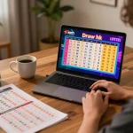 Engaging in live draw hk lotto while analyzing data on a cozy home desk.