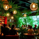 Meilleurs Clubs Cannabis Madrid dans une ambiance chaleureuse avec des membres profitant de l'espace.