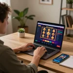 Engaging gameplay experience at 78winvina's online casino setup with vibrant interface and strategic notes.
