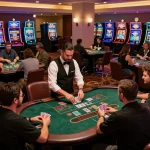 Players engaging at blackjack tables in a casino non aams per italiani setting, showcasing strategic gameplay.