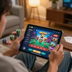 Engaging in fun79 online casino gaming with a tablet showcasing betting strategies