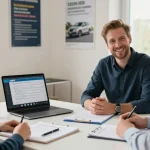 MPU Vorbereitung Hannover Beratung mit einem Verkehrpsychologen und Klienten während einer personalisierten Sitzung, die sich auf effektive MPU-Strategien konzentriert.