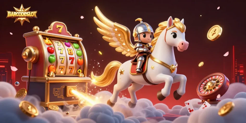 Experience the thrill of BARCODESLOT with vibrant reels, golden coins, and engaging characters.