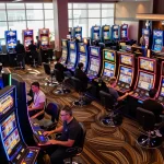 Players enjoying vibrant slot machines at F168 casino, celebrating wins with excitement