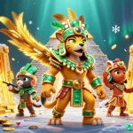 Play exciting games at casino ohne oasis, featuring vibrant 3D illustration of a Mayan priest and treasures.