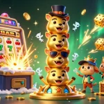 Experience thrilling gaming at atas casino with a vibrant 3D illustration featuring a golden totem, slot machine, and exciting casino elements.