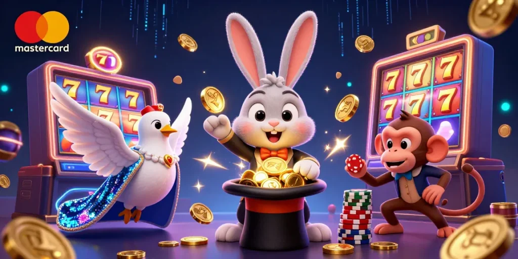 Experience excitement at mastercard casinos with our magical illustration featuring casino elements in a vibrant setting.