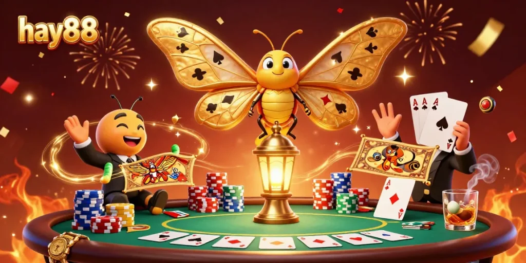 Experience hay88 exciting casino action with vibrant poker elements in a stunning 3D illustration.