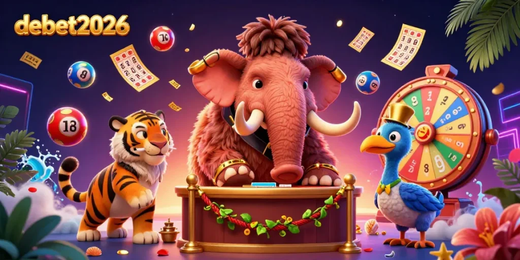 Experience the excitement of debet2026 with vibrant characters and dynamic gaming elements in this captivating casino scene.
