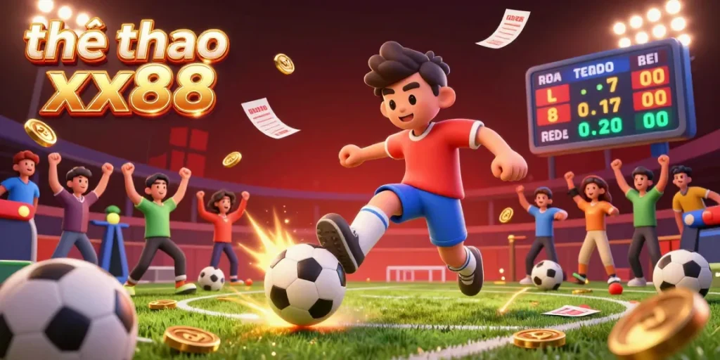 Experience the excitement of thể thao xx88 with dynamic sports betting at a vibrant stadium, showcasing live odds and thrilling moments.