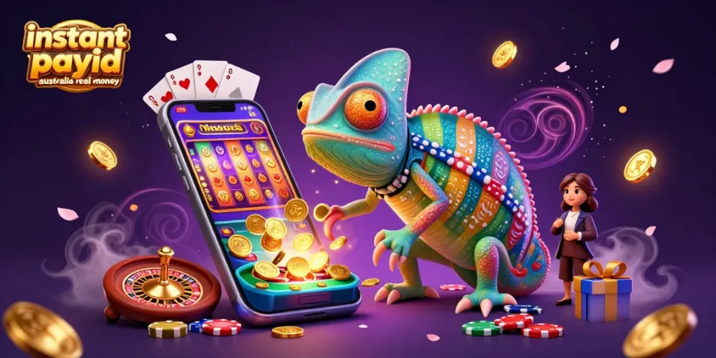 Engage with instant payid pokies australia real money in a vibrant 3D casino scene highlighting colorful slot games.