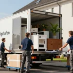 Umzugsunternehmen Ludwigshafen Personen beim professionellen Umzug mit Möbeln und Kartons
