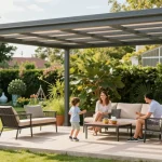 Terrassenüberdachungen aus Aluminium schaffen einen einladenden Outdoor-Bereich.