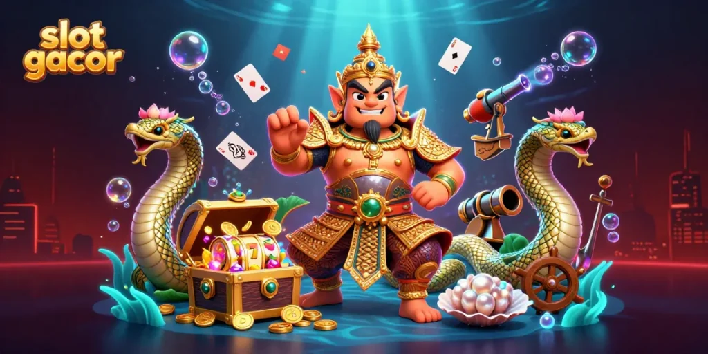 Engage with slot gacor gameplay in a vibrant, captivating 3D casino scene