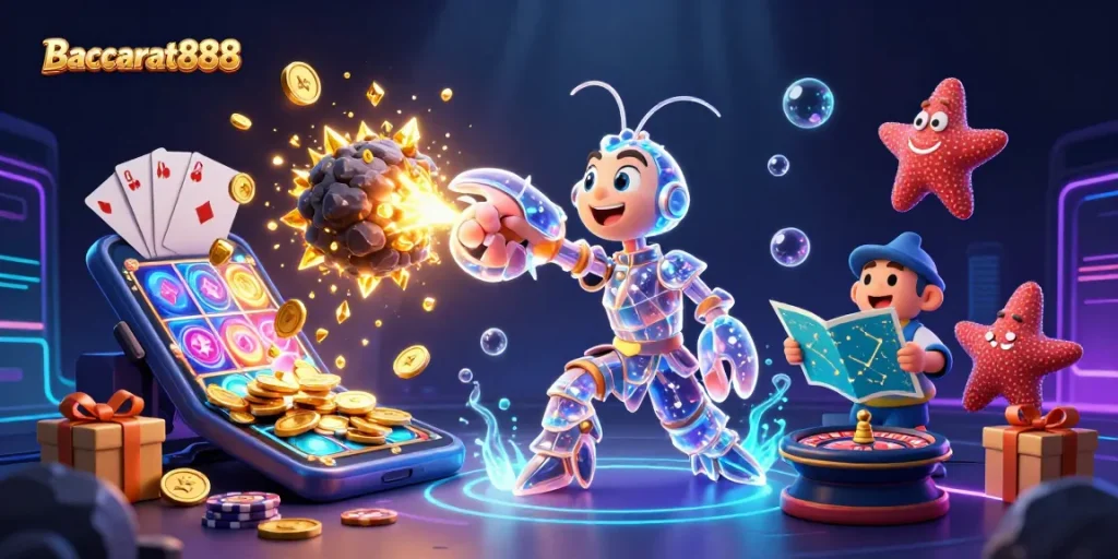 Experience Baccarat888 with thrilling gameplay featuring vibrant casino elements and galactic themes.