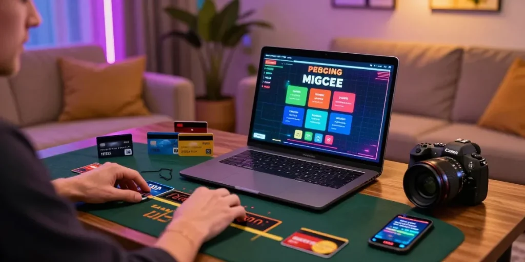Player enjoying live dealer games at home with credit card casinos UK options displayed.