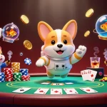 Experience thrilling gameplay at QH88 with a floating space-themed casino scene featuring a corgi and friends.
